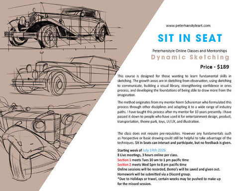 *SIT IN SEAT* Dynamic Sketching with Peterhanstyle (SECTION 1) Tues